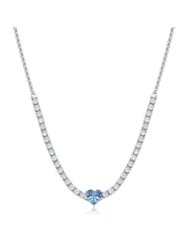 Collana S'AGAPO Dazzly SDZ148 in acciaio 316L con cristalli e cuore...