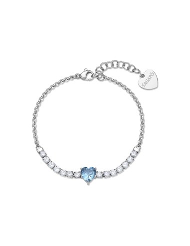 Bracciale S'AGAPO Dazzly SDZ152 in acciaio 316L con cristalli e cuo...