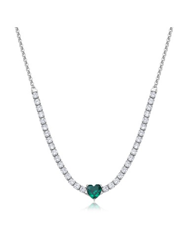 Collana S'AGAPO Dazzly SDZ150 in acciaio 316L con cristalli e cuore...