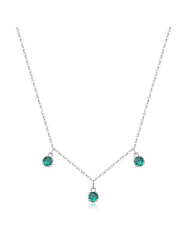 Collana S'AGAPO Dazzly SDZ144 in acciaio 316L con 3 cristalli pende...