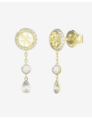 Orecchini pendenti GUESS Tiny Perly in acciaio dorato JUBE05521JW Y...