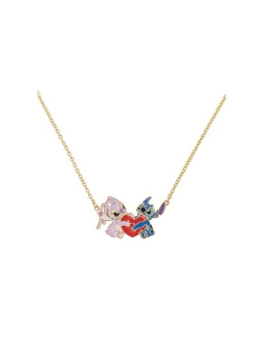 Collana DISNEY Stitch e Angel in ottone dorato smalti e cristalli NF00777YRUL-18.CS