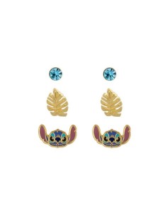 Set 3 coppie di Orecchini DISNEY Stitch in ottone dorato smalti e cristalli SF00262YRQL.CS