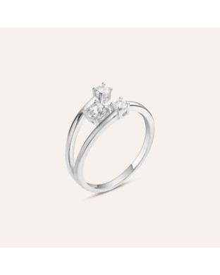 STROILI Anello Trilogy Silver Elegance Argento Rodiato Cubic Zirconia 1697685 Misura 12