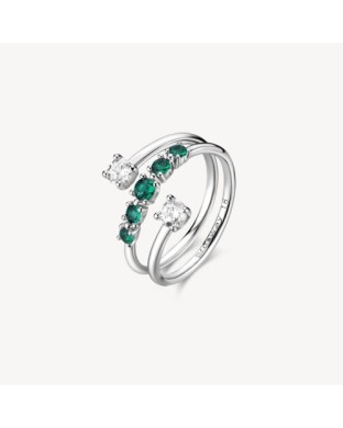 Anello BROSWAY FANCY in argento 925 cristalli bianchi ed emerald FLG135E Misura 18