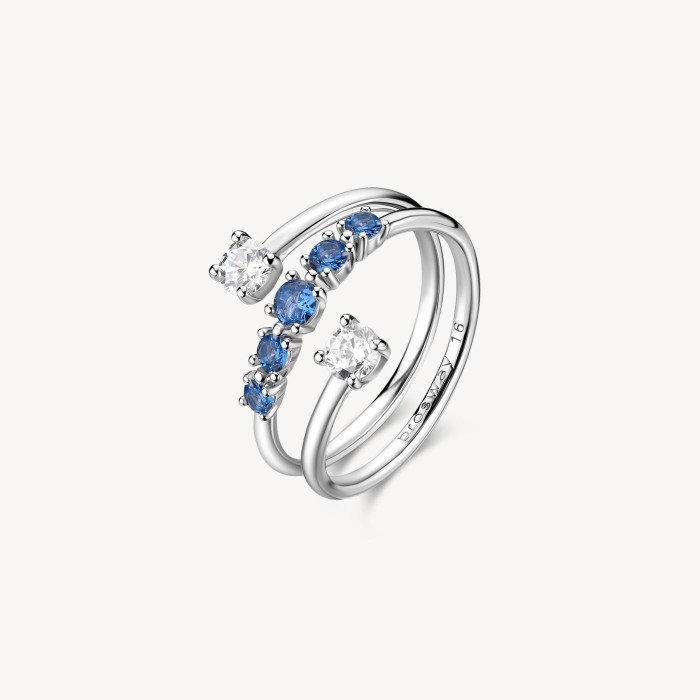 Anello BROSWAY FANCY in argento 925 cristalli bianchi ed sapphire FFB124F Misura 20