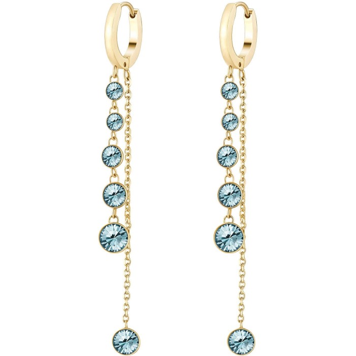 Orecchini pendenti BROSWAY Symphonia BYM88 in acciaio 316L dorato con cristalli smoked sapphire