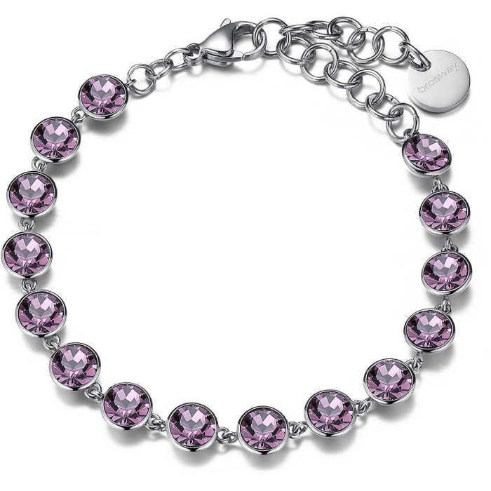 Bracciale BROSWAY Symphonia BYM76 in acciaio 316L con cristalli amethyst