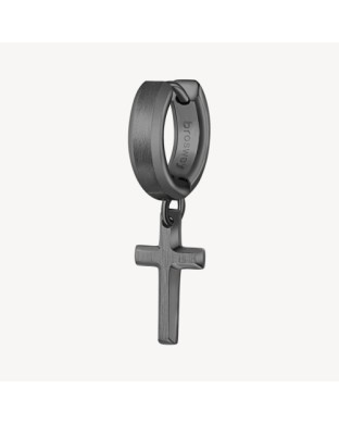 Mono orecchino Uomo BROSWAY Ink BIK28 in acciaio 316L pvd rutenio  pendente croce