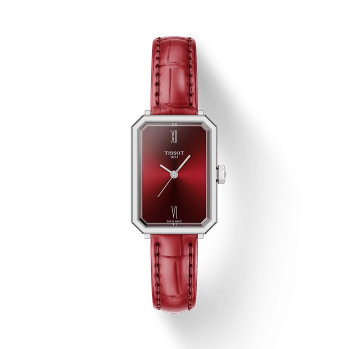 Orologio TISSOT Tissot SRV 30mm T1601101642300 Rosso con cinturino in pelle rosso