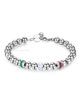 Bracciale Uomo BROSWAY Dice BLTD04 In acciaio 316L e smalti bianco rosso verde