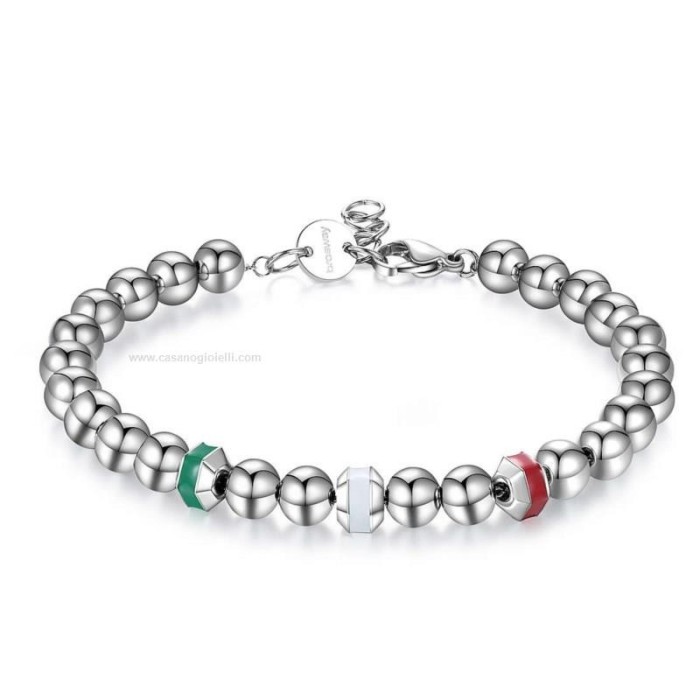 Bracciale Uomo BROSWAY Dice BLTD04 In acciaio 316L e smalti bianco rosso verde