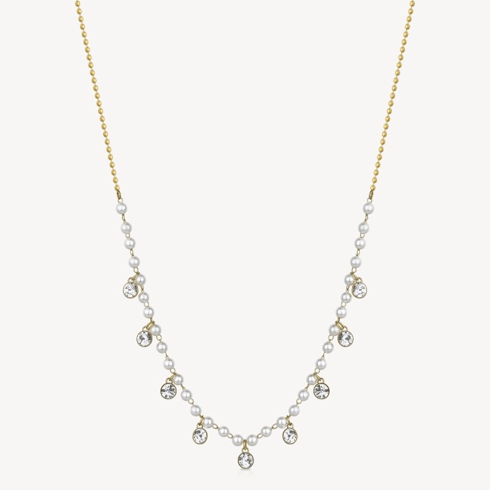 Collana BROSWAY Chant BAH84 In acciaio 316L dorato perle e cristalli