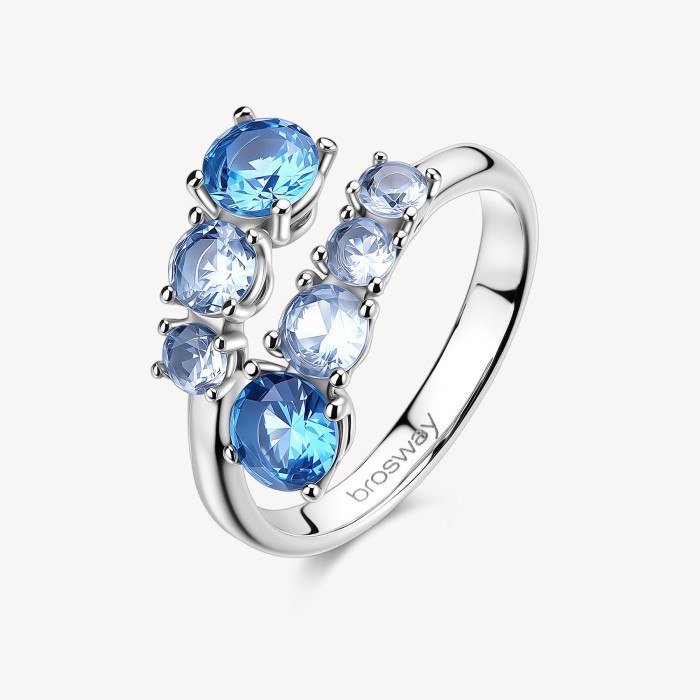 Anello contrariè BROSWAY Dreaming in acciaio 316L  e cristalli sapphire BIG35B Misura 14