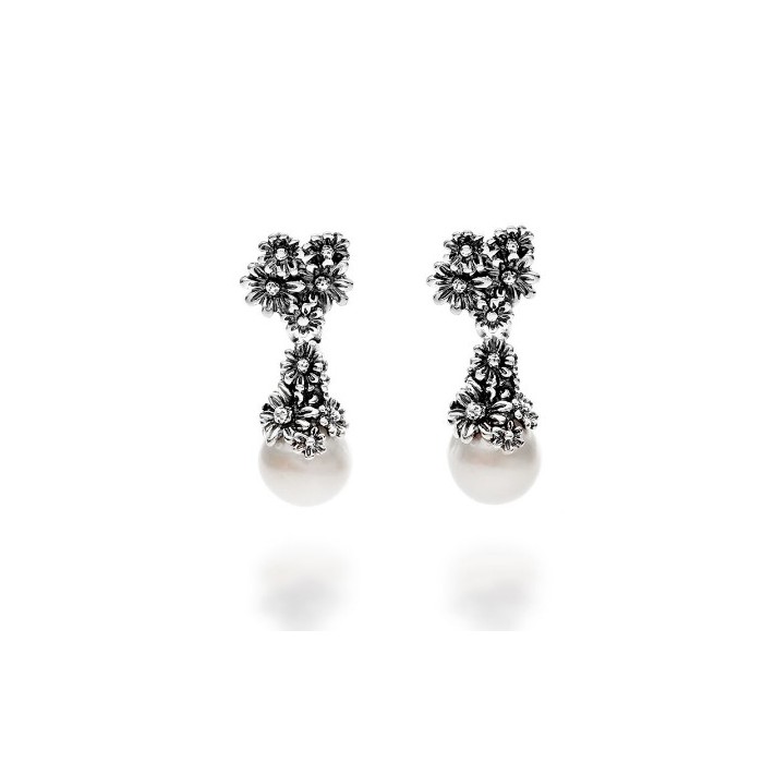 Orecchini GIOVANNI RASPINI Orecchini Drops Margherite 11102  in argento 925 e perle naturali