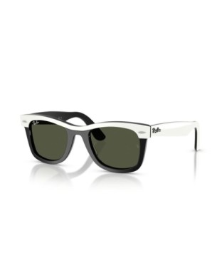 Occhiali sole RAY-BAN Wayfarer Street Neat RB2240 144431 50 White On Black Green