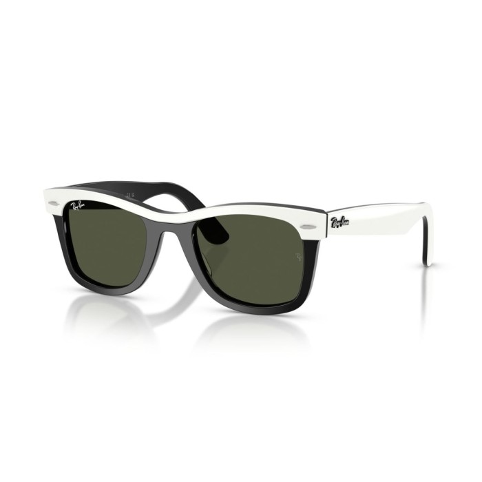 Occhiali sole RAY-BAN Wayfarer Street Neat RB2240 144431 50 White On Black Green