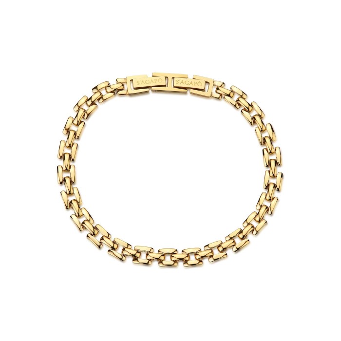Bracciale Uomo S'AGAPO Ripple SRP98 in acciaio 316L dorato