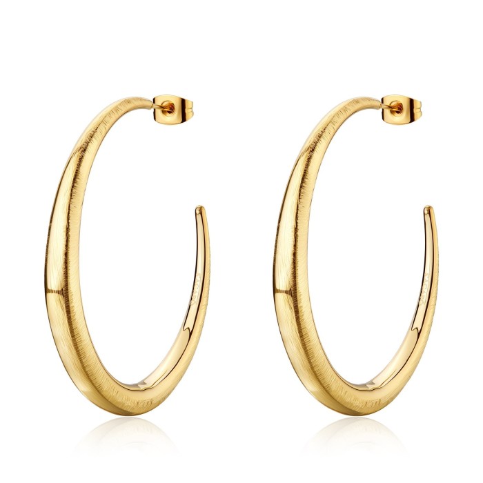 Orecchini a cerchio grandi S'AGAPO Chunky SHK121 in acciaio 316L dorato