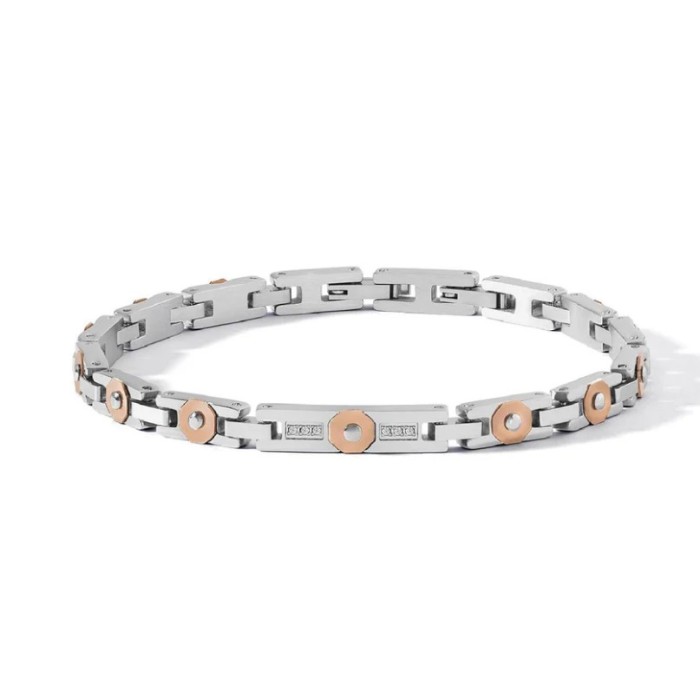 Bracciale COMETE GIOIELLI Uomo UBR 1282 in acciaio pvd oro rosa e d...
