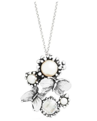 Collana  lunga GIOVANNI RASPINI  Pendente Spring 12508 in argento 925 con perle naturali e cristalli