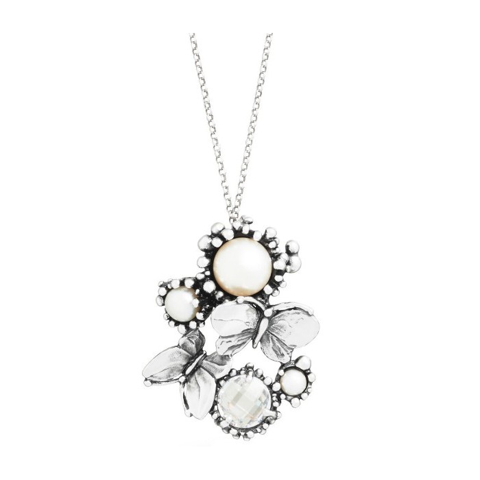 Collana  lunga GIOVANNI RASPINI  Pendente Spring 12508 in argento 925 con perle naturali e cristalli