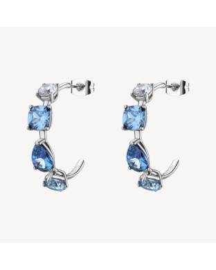 Orecchini a cerchio BROSWAY Dreaming in acciaio 316L e cristalli sapphire BIG27
