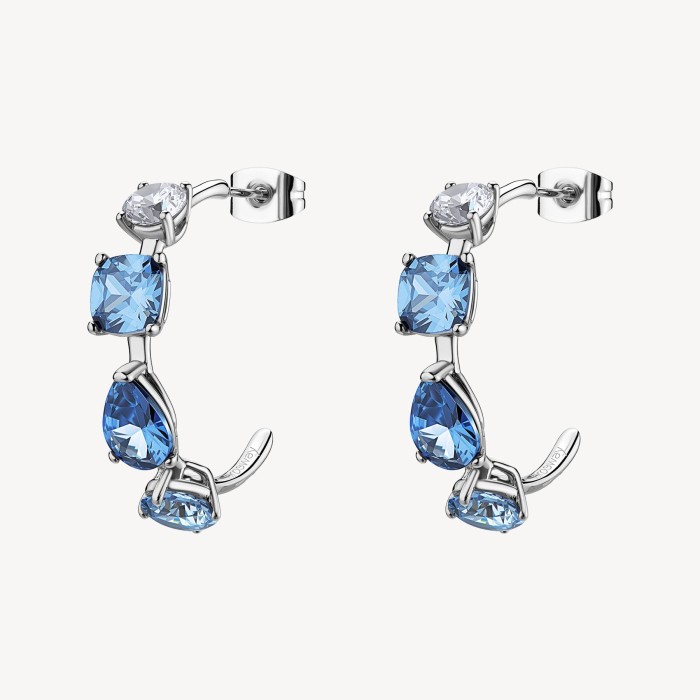 Orecchini a cerchio BROSWAY Dreaming in acciaio 316L e cristalli sapphire BIG27