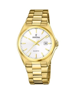 Orologio FESTINA Classics F20555/2 Bianco con cinturino in acciaio dorato