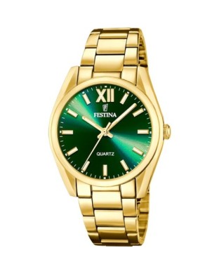 Orologio FESTINA Boyfriend F20640/9 Verde con cinturino in acciaio dorato