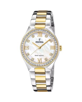 Orologio FESTINA Solar Energy F20659/1 Madreperla con cinturino in acciaio bicolore