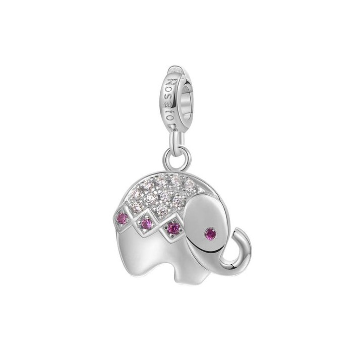Charm ROSATO Storie in argento 925 RZ001R con cristalli ELEFANTINO/FORZA