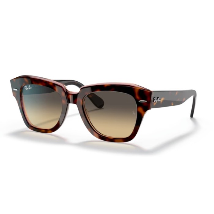 Occhiali sole RAY-BAN State Street RB2186 1324BG 49 Havana On Transparent Pink Brown Vintage