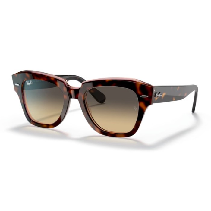 Occhiali sole RAY-BAN State Street RB2186 1324BG 52 Havana On Transparent Pink Brown Vintage