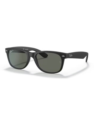 Occhiali sole RAY-BAN New Wayfarer RB2132 622/58 55 Rubber Black Polarized Green