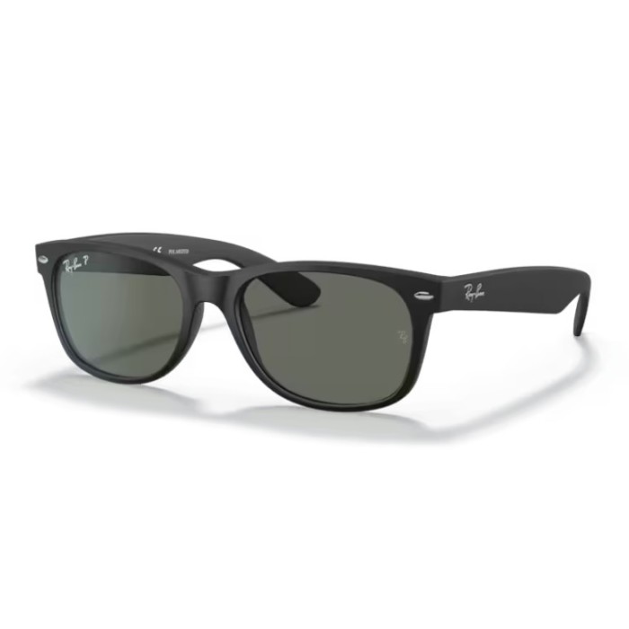 Occhiali sole RAY-BAN New Wayfarer RB2132 622/58 55 Rubber Black Polarized Green