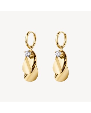 Orecchini a cerchietto BROSWAY Bloom in acciaio 316L dorato cristallo e pendente BOM22