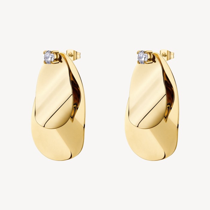 Orecchini pendenti BROSWAY Bloom in acciaio 316L dorato e cristallo BOM24