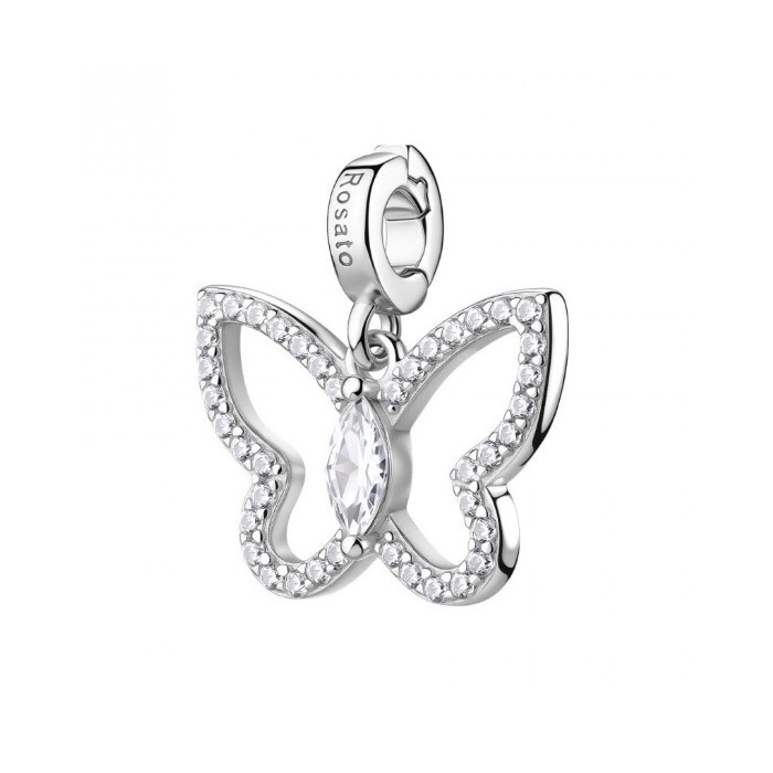 Charm ROSATO Storie in argento 925 RZ264R con cristalli FARFALLA/SOGNO