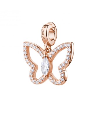 Charm ROSATO Storie in argento 925 placcato oro rosa RZ264 con cristalli FARFALLA/SOGNO