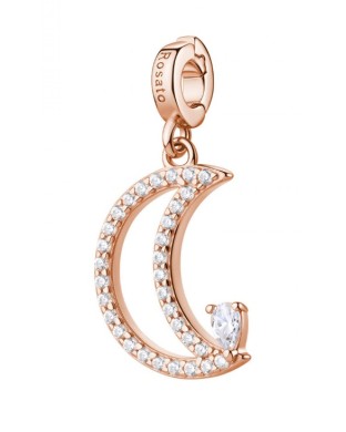 Charm ROSATO Storie in argento 925 placcato oro rosa RZ262 con cristalli LUNA/RINASCITA