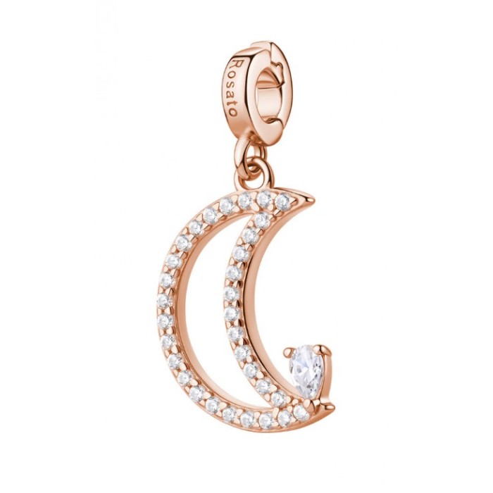 Charm ROSATO Storie in argento 925 placcato oro rosa RZ262 con cristalli LUNA/RINASCITA