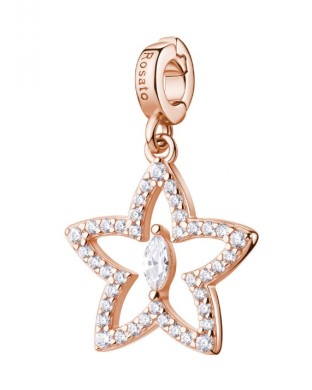 Charm ROSATO Storie in argento 925 placcato oro rosa RZ261 con cristalli STELLA/DESIDERIO