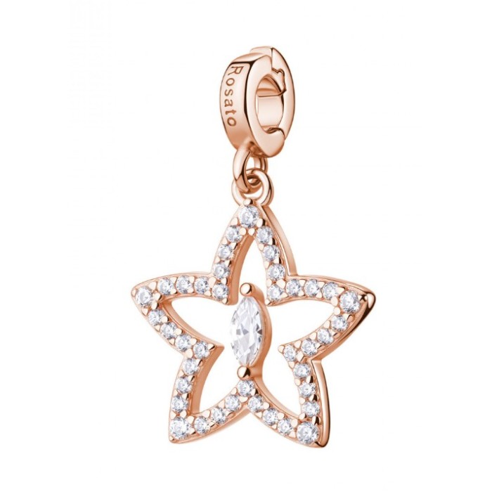 Charm ROSATO Storie in argento 925 placcato oro rosa RZ261 con cristalli STELLA/DESIDERIO