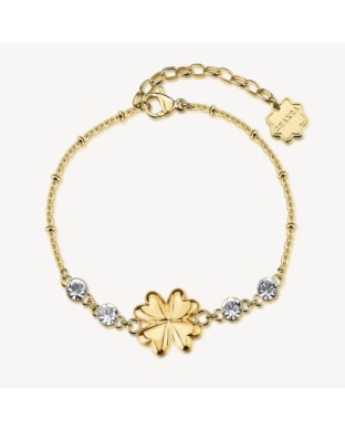 Bracciale BROSWAY Chakra Portafortuna in acciaio 316L dorato QUADRIFOGLIO BHKB287