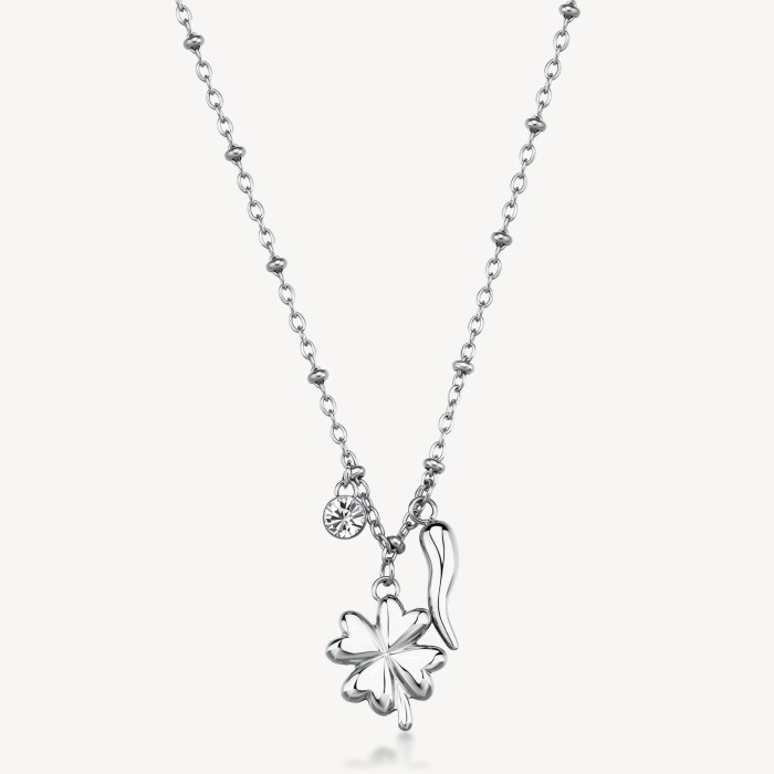 Collana girocollo BROSWAY Chakra Portafortuna in acciaio 316L QUADRIFOGLIO BHKN185