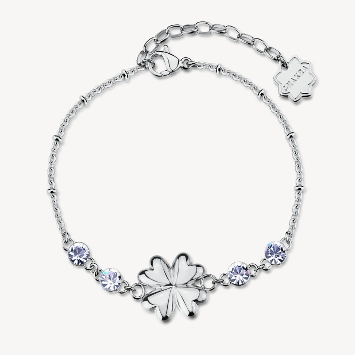 Bracciale BROSWAY Chakra Portafortuna in acciaio 316L QUADRIFOGLIO BHKB286