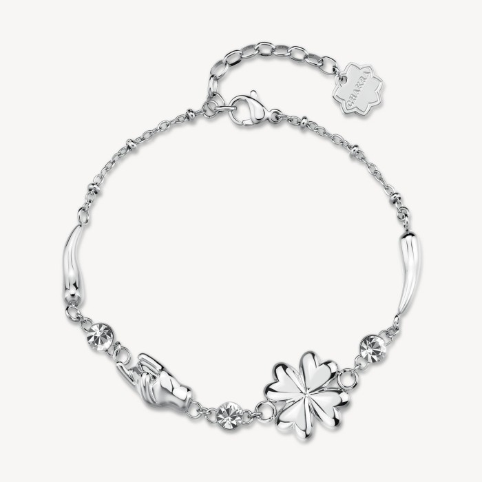 Bracciale BROSWAY Chakra Portafortuna in acciaio 316L QUADRIFOGLIO BHKB284