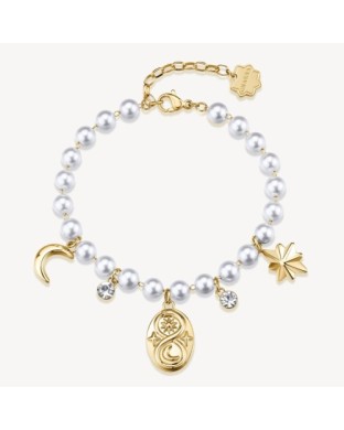 Bracciale BROSWAY Chakra Mistici in acciaio 316L dorato e perle SERPENTE BHKB295