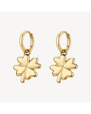 Orecchini pendenti BROSWAY Chakra in acciaio 316L dorato QUADRIFOGLIO BHKE201